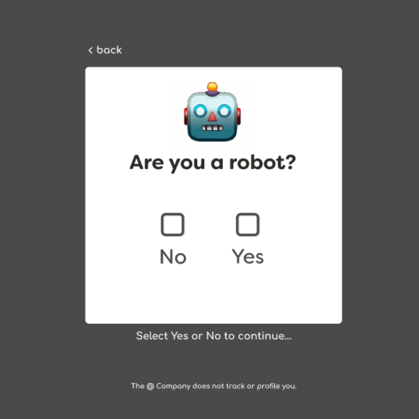 Test that asks Are you a robot?