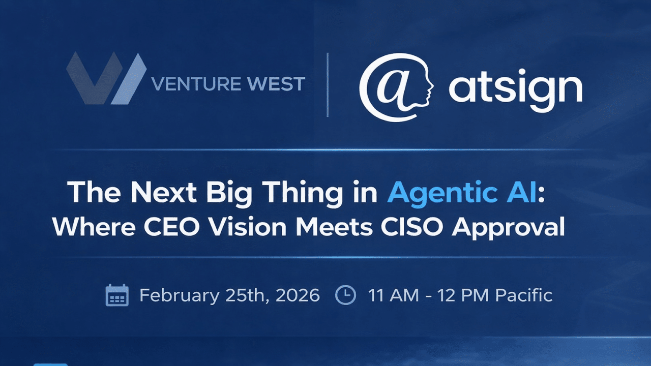 Zoom interview still from The Peaking Podcast. Host Wyatt Carr smiles as he speaks into a large microphone, interviewing Atsign CEO and co-founder Barbara Tallent, who smiles on her separate video feed.